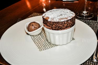 The Kitchin, Chocolate Souffle Served With Chocolate Ice Cream