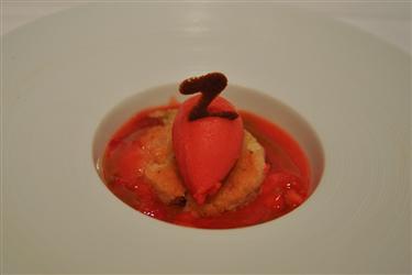 Zuberoa, Strawberry and Tomatoes Soaked Gazpacho With Its Sorbet And Basil Oil